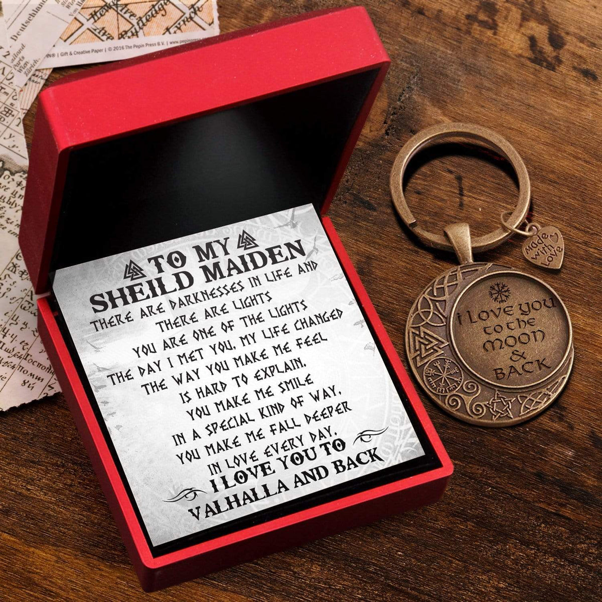 Vintage Moon Keychain - Viking - To My Sheild Maiden - You Are One Of The Lights - Gkcb13009