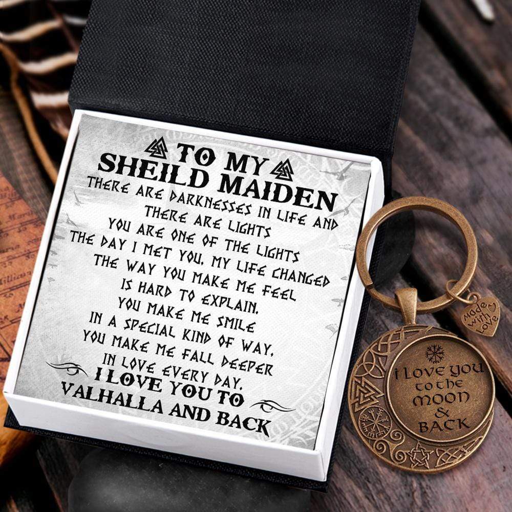 Vintage Moon Keychain - Viking - To My Sheild Maiden - You Are One Of The Lights - Gkcb13009