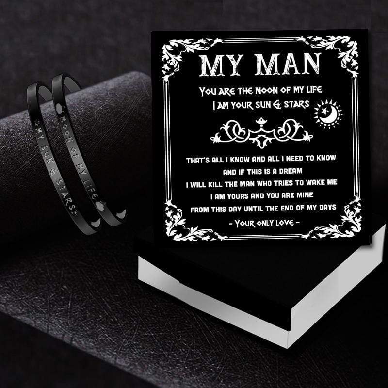 Vintage Steel Couple Bracelets - My Man - You Are The Moon Of My Life - Gbt26004
