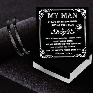 Vintage Steel Couple Bracelets - My Man - You Are The Moon Of My Life - Gbt26004