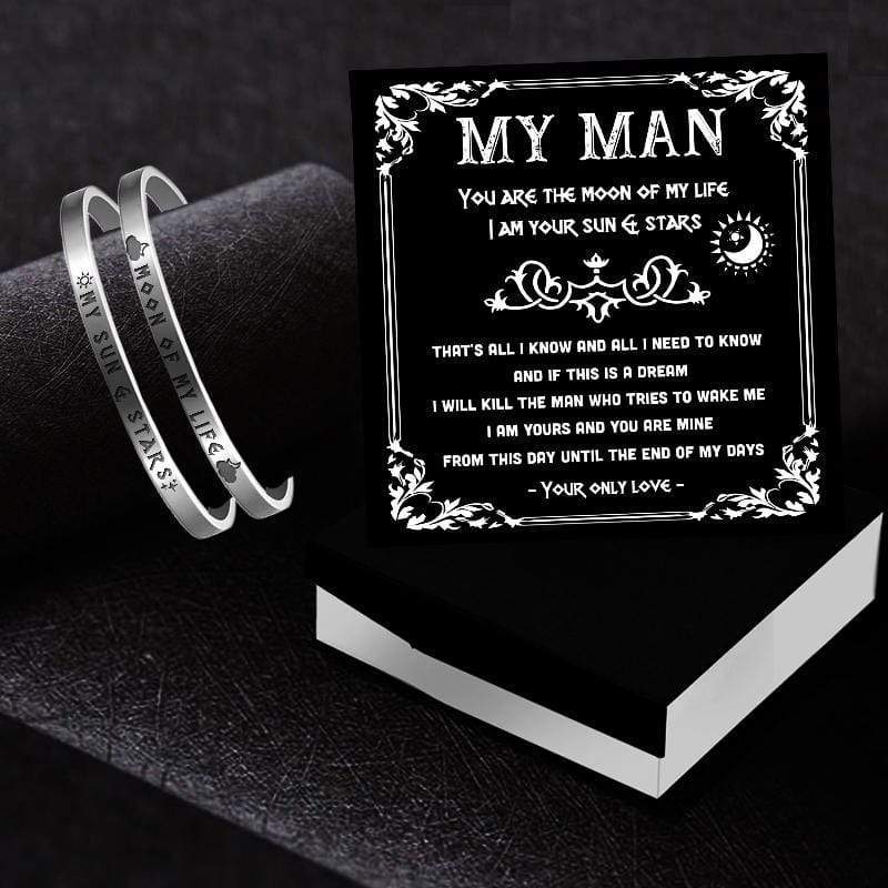 Vintage Steel Couple Bracelets - My Man - You Are The Moon Of My Life - Gbt26004