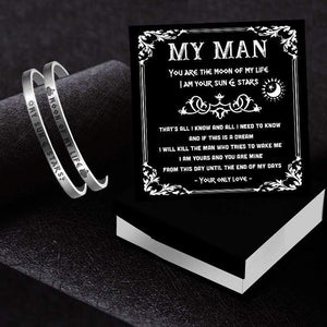 Vintage Steel Couple Bracelets - My Man - You Are The Moon Of My Life - Gbt26004