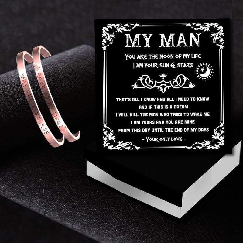 Vintage Steel Couple Bracelets - My Man - You Are The Moon Of My Life - Gbt26004