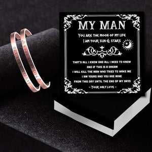 Vintage Steel Couple Bracelets - My Man - You Are The Moon Of My Life - Gbt26004