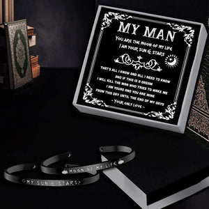 Vintage Steel Couple Bracelets - My Man - You Are The Moon Of My Life - Gbt26004