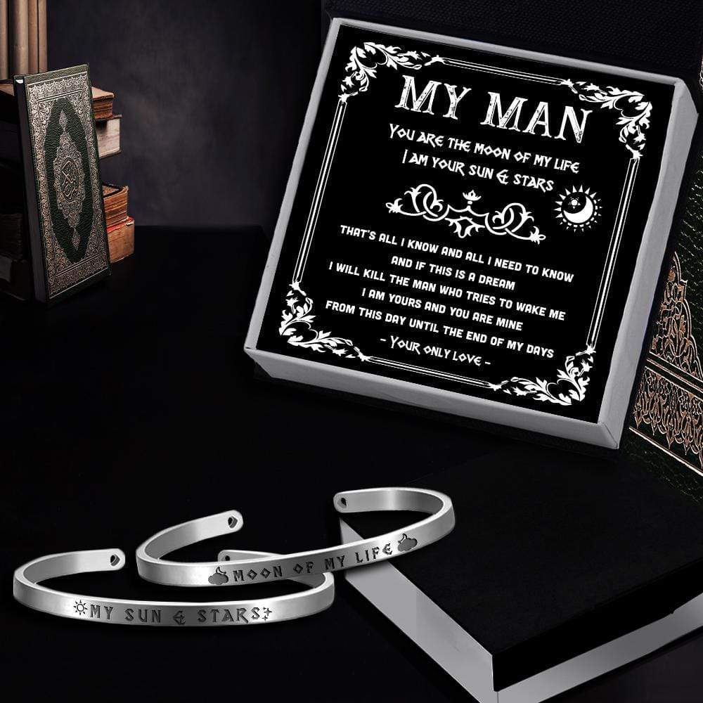 Vintage Steel Couple Bracelets - My Man - You Are The Moon Of My Life - Gbt26004
