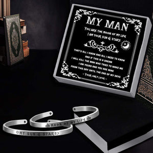 Vintage Steel Couple Bracelets - My Man - You Are The Moon Of My Life - Gbt26004