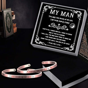 Vintage Steel Couple Bracelets - My Man - You Are The Moon Of My Life - Gbt26004