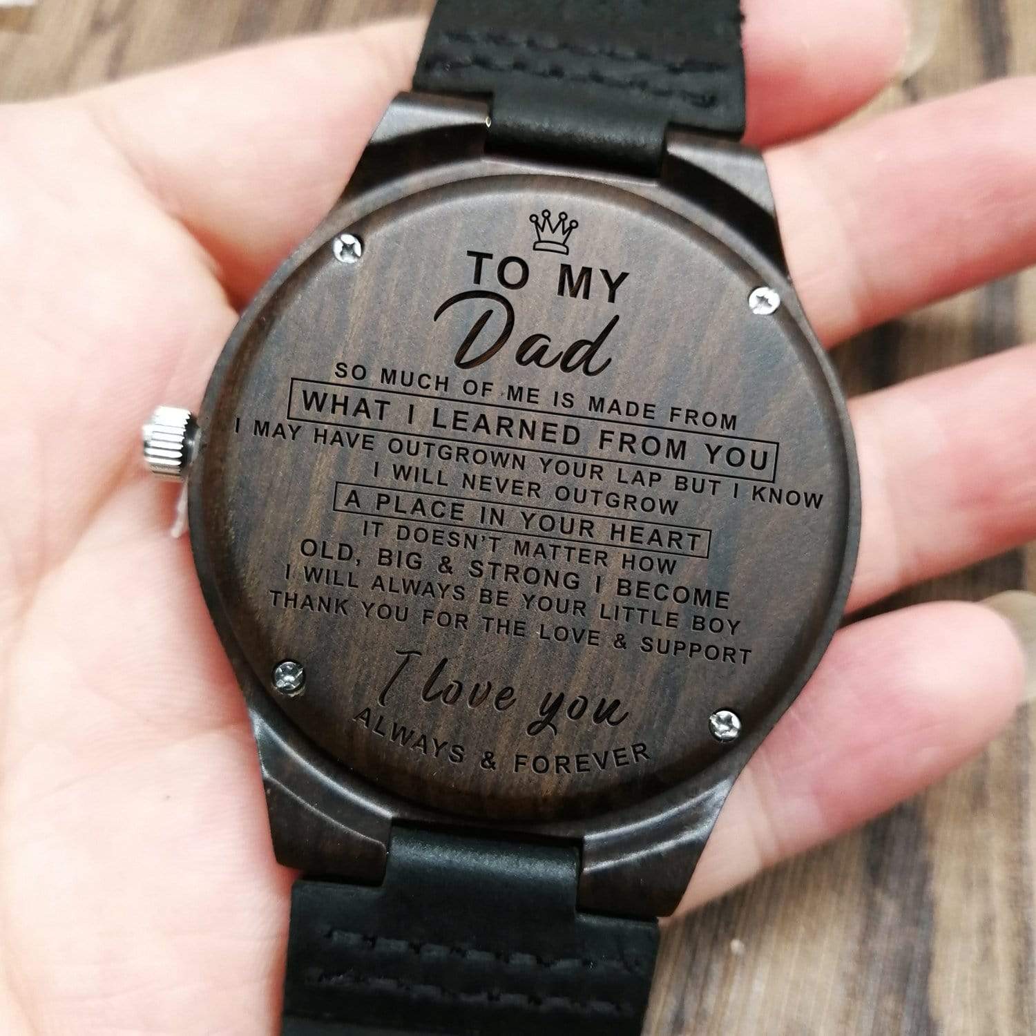 W1303 - To Dad - What I Learned From You - Wooden Watch