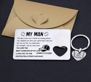 Wallet Card Insert And Heart Keychain Set - Baseball - Couple - You Are The Best Home-Run Of My Life - Gcb26010