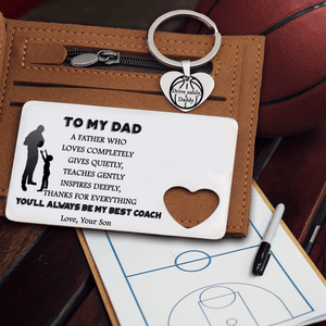 Wallet Card Insert And Heart Keychain Set - Basketball - From Son - To My Dad - Drive Safely, Daddy - Gcb18004