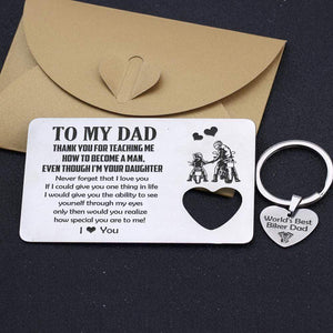 Wallet Card Insert And Heart Keychain Set - Biker - To My Dad - How Special You Are To Me - Gcb18011