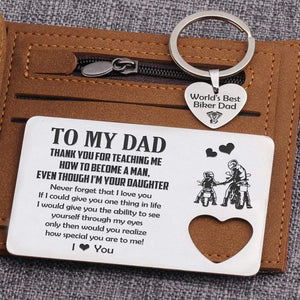 Wallet Card Insert And Heart Keychain Set - Biker - To My Dad - How Special You Are To Me - Gcb18011