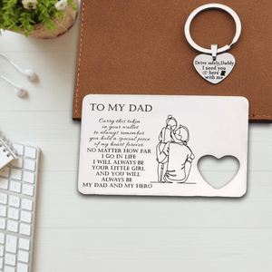 Wallet Card Insert And Heart Keychain Set - Family - To My Dad - From Daughter - You Will Always Be My Dad - Gcb18005