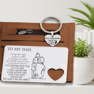 Wallet Card Insert And Heart Keychain Set - Family - To My Dad - From Daughter - You Will Always Be My Dad - Gcb18005