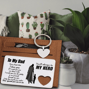 Wallet Card Insert And Heart Keychain Set - Family - To My Dad - From Son - Drive Safely, Daddy - Gcb18021
