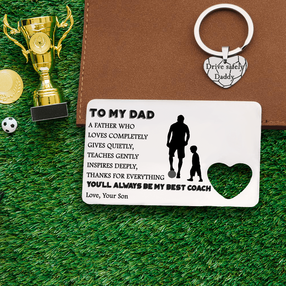 Soccer Wallet Card Insert and Heart Keychain Set