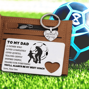 Wallet Card Insert And Heart Keychain Set - Soccer - To My Dad - Thanks For Everything - Gcb18001