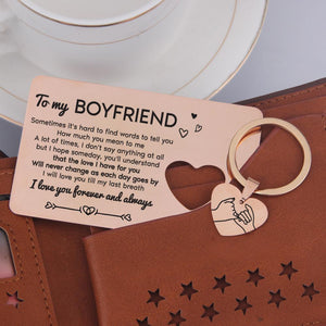 Wallet Card Insert And Heart Keychain Set - To My Boyfriend - I Will Love You Till My Last Breath - Gcb12001