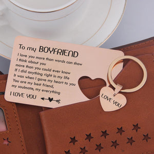 Wallet Card Insert And Heart Keychain Set - To My Boyfriend - You Are My Everything - Gcb12003