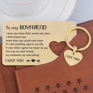 Wallet Card Insert And Heart Keychain Set - To My Boyfriend - You Are My Everything - Gcb12003