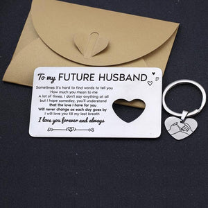 Wallet Card Insert And Heart Keychain Set - To My Future Husband - I Will Love You Till My Last Breath - Gcb24001