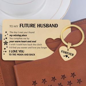 Wallet Card Insert And Heart Keychain Set - To My Future Husband - The Day I Met You - Gcb24002