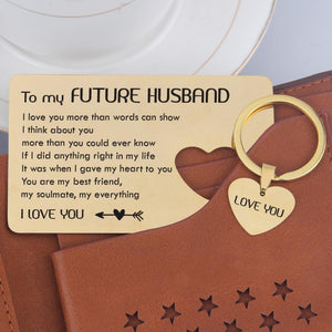 Wallet Card Insert And Heart Keychain Set - To My Future Husband - You Are My Everything - Gcb24003
