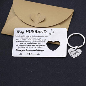 Wallet Card Insert And Heart Keychain Set - To My Husband - I Will Love You Till My Last Breath - Gcb14002