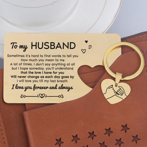 Wallet Card Insert And Heart Keychain Set - To My Husband - I Will Love You Till My Last Breath - Gcb14002