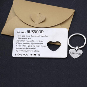 Wallet Card Insert And Heart Keychain Set - To My Husband - You Are My Everything - Gcb14004