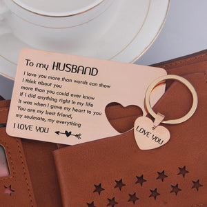Wallet Card Insert And Heart Keychain Set - To My Husband - You Are My Everything - Gcb14004