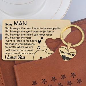 Wallet Card Insert And Heart Keychain Set - To My Man - Be Yours And Only Yours - Gcb26008