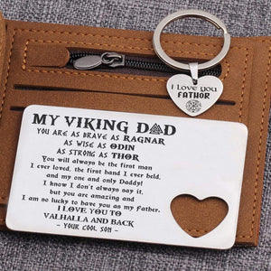 Wallet Card Insert And Heart Keychain Set - Viking - To My Dad - From Son - Your Cool Son - Gcb18014