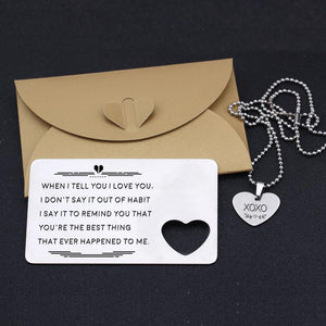 Wallet Card Insert And Heart Necklace Set - When I Tell You - Gcc26003