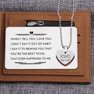 Wallet Card Insert And Heart Necklace Set - When I Tell You - Gcc26003