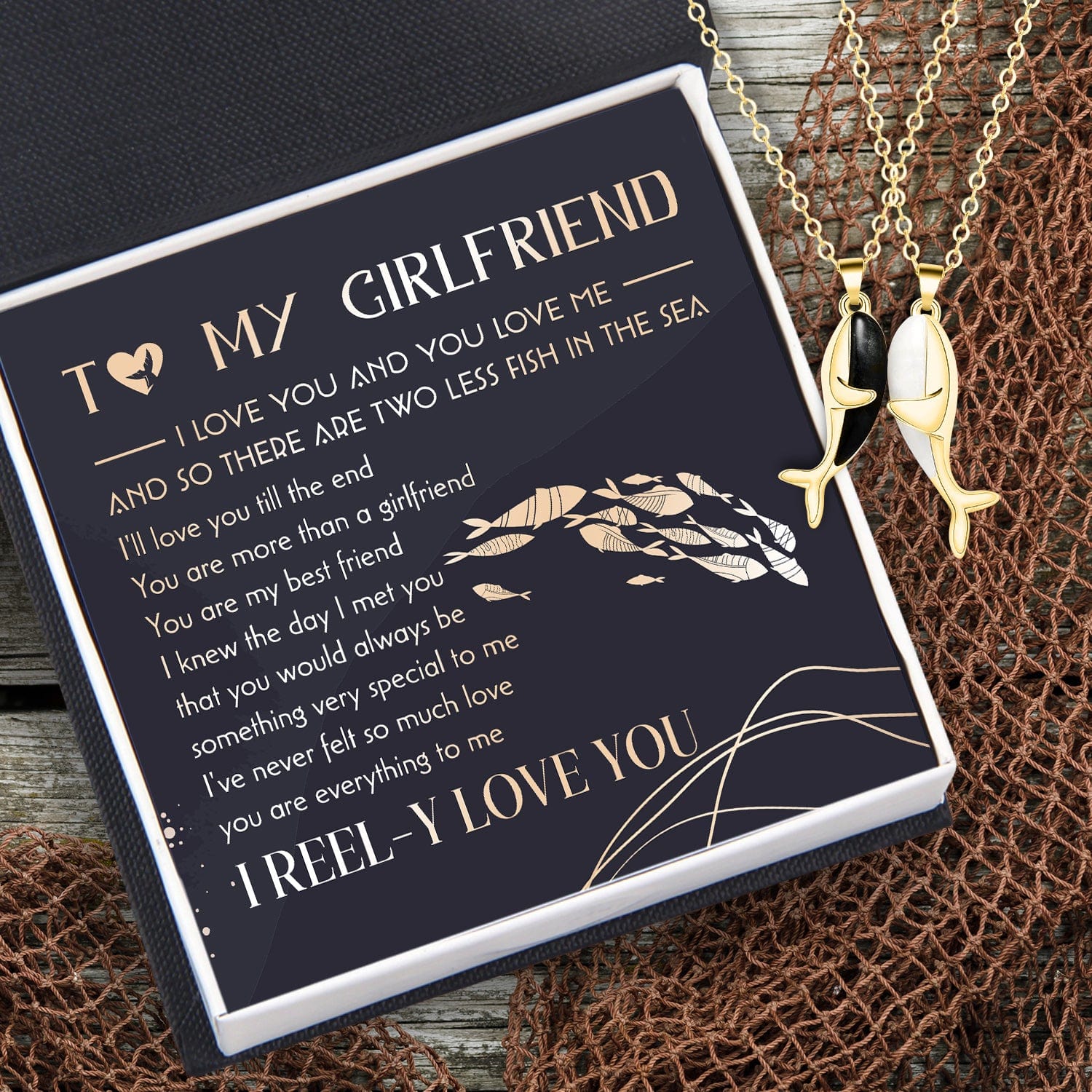 Whale Hug Couple Necklace - Fishing - To My Girlfriend - I'll love you till the end - Gngd13004
