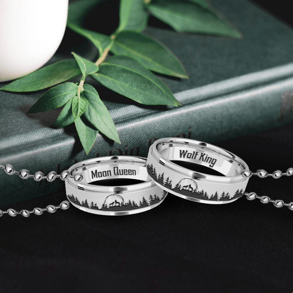 Wolf Couple Ring Necklaces Wolf To My Man You re My King And I m Your Queen Gndx26024