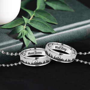 Wolf Couple Ring Necklaces - Wolf - To My Man - You're My King And I'm Your Queen - Gndx26024