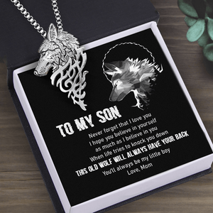 Wolf Necklace - Wolf - To My Son - You'll Always Be My Little Boy - Gnde16001
