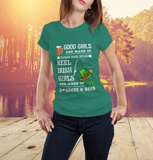 Women T-shirt - Reel Irish Girls Are Made Of Bobbers And Beer - Tsb34001