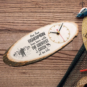 Wood Clock - To My Man - One Fine Fisherman Lives Here With The greatest Catch Of His Life - Gwi26002