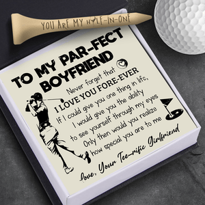 Wooden Golf Tee - Golf - To My Par-fect Boyfriend - I Love You Fore-ever - Gah12002
