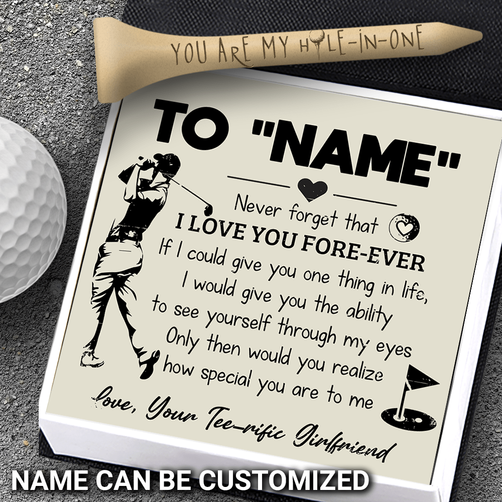 Wooden Golf Tee - Golf - To My Par-fect Boyfriend - I Love You Fore-ever - Gah12002