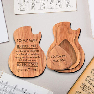 Wooden Guitar Pick 1 Pcs - Classic Guitar - To My Man - I'd Pick You In A Hundred Lifetimes - Ghea26001