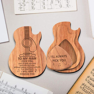 Wooden Guitar Pick 1 Pcs - To My Man - I'll Pick You Over And Over And Over - Ghea26002