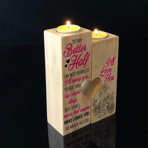 Wooden Heart Candle Holder - Biker - To My Better Half - I'll Love You - Ghb13028
