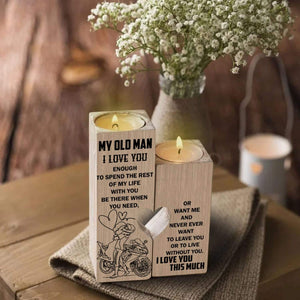 Wooden Heart Candle Holder - Biker - To My Old Man - I Love You This Much - Ghb26010