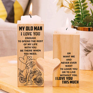 Wooden Heart Candle Holder - Biker - To My Old Man - I Love You This Much - Ghb26010