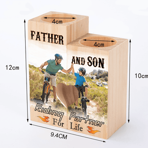 Wooden Heart Candle Holder - Cycling - To My Dad - From Son - Father And Son - Ghb18009